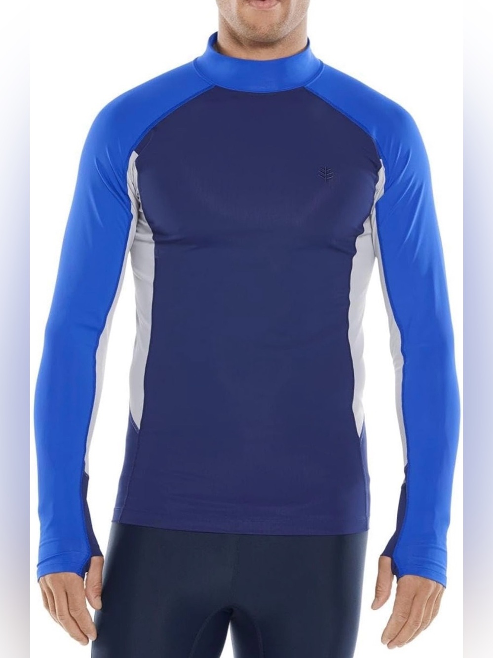 Coolibar Men's Long Sleeve Navy and Royal Blue Rash Guard - Size Small